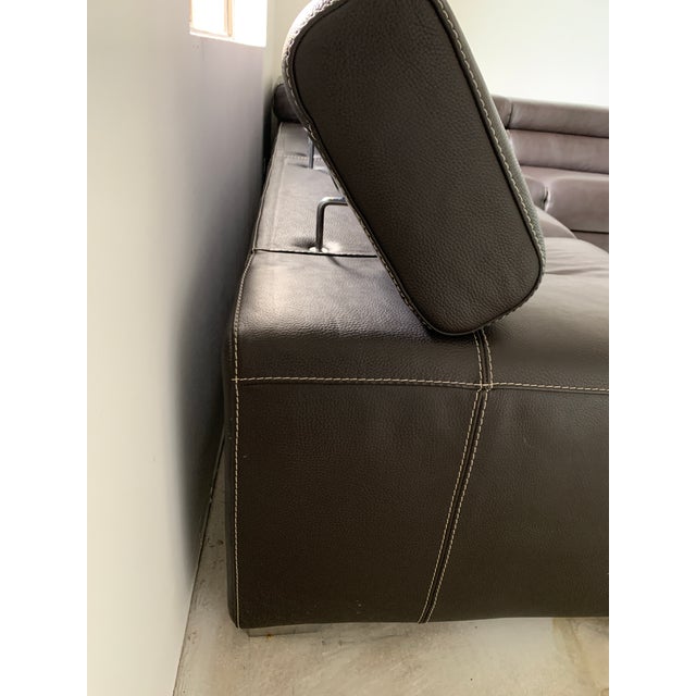 Coffee Modernist Espresso Italian Leather Sectional & Ottoman For Sale - Image 8 of 10
