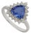 Victorian 1.38ct Trillion-Cut Tanzanite & Diamond Halo Ring 18k White Gold Size 4 For Sale