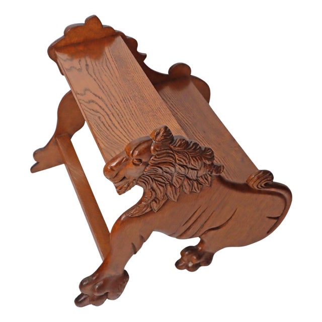 Victorian Oak Lion Library Ladder, 1900 For Sale