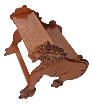 Victorian Oak Lion Library Ladder, 1900