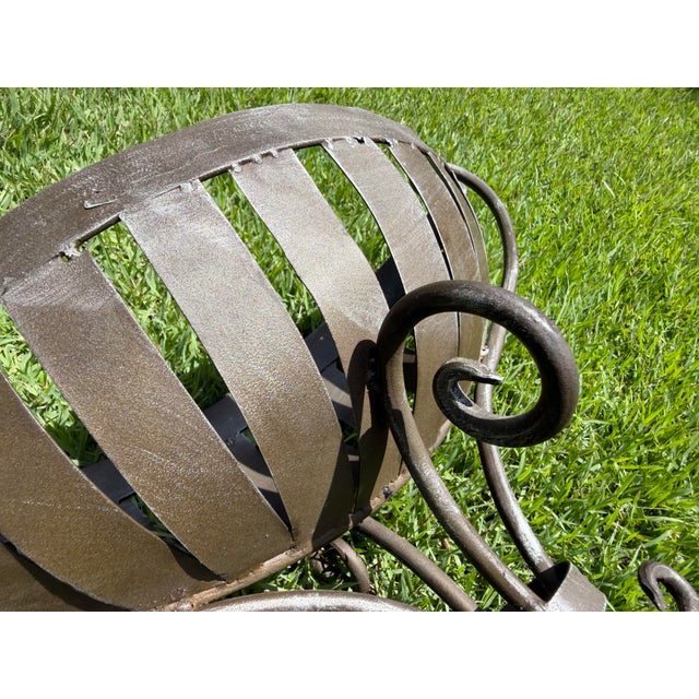 Vintage Wrought Iron Leaf Form Pedestal Centerpiece Bowl For Sale - Image 12 of 12