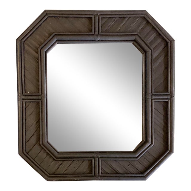 Vintage Matte Black Rattan Wall Mirror Chairish