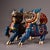 This is a matched pair of vibrant cloisonné enamel Qilin statues, mythical hooved creatures revered in traditional Asian...