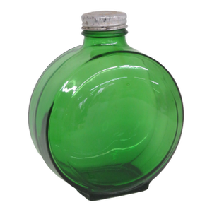 Emerald Green Art Deco Sunsweet Round Prune Juice Bottle Jar Glass 4555b