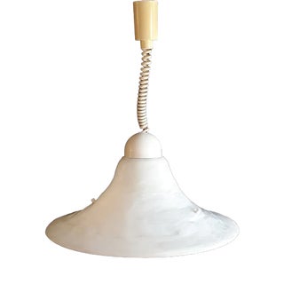 German Height-Adjustable Ceiling Lamp in White Polyester with a Cream-Colored Cable and Canopy from Cristallux, 1970s For Sale