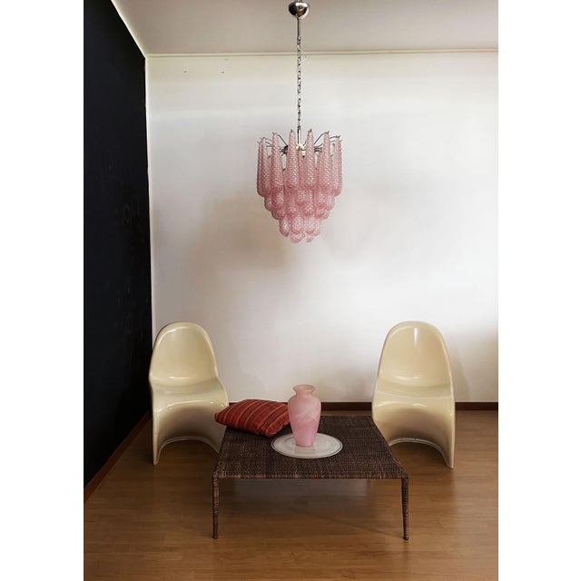 Vintage Italian Murano Chandelier with 41 Pink Glass Petals Drop, 1990s For Sale - Image 6 of 18