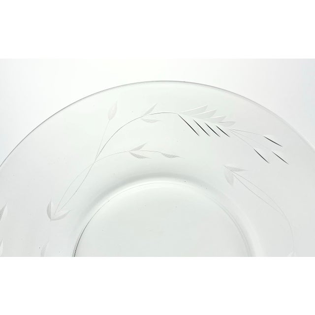 1950s Mid-Century Vintage Etched Wreath Leaves & Sprigs Salad Plates - Set of 9 For Sale In Dallas - Image 6 of 7