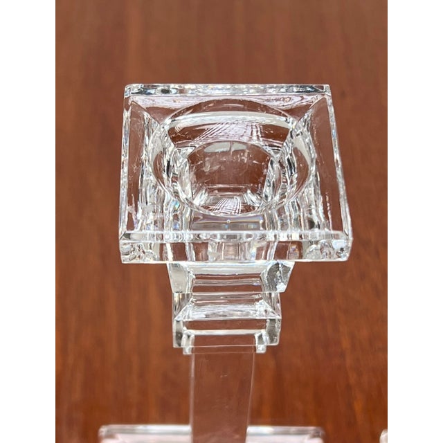 Transparent Vintage Pair Tiffany & Co Clear Crystal Candlesticks For Sale - Image 8 of 11