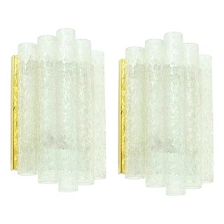 Mid-Century Modern Ice Glass Wall Lights from Doria, Germany, 1960s, Set of 2 For Sale