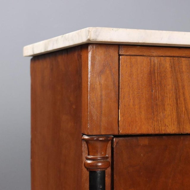 Antique Mahogany Bedside Table with Marble Top, Italy, 19th Century For Sale - Image 6 of 11