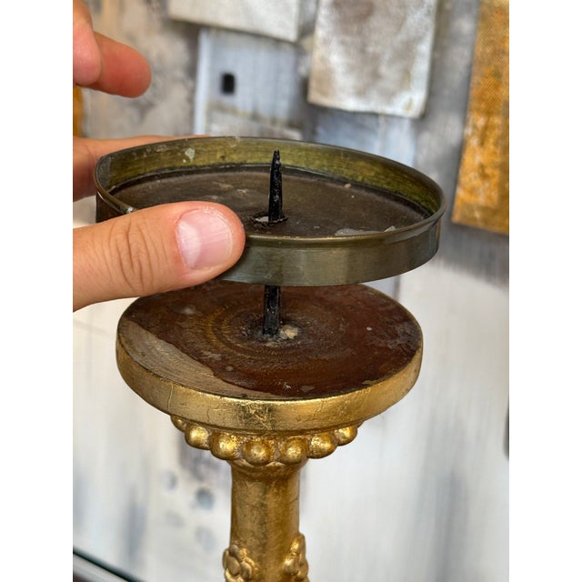 19th Century Gilt Candle Prickets, Pair For Sale - Image 5 of 12