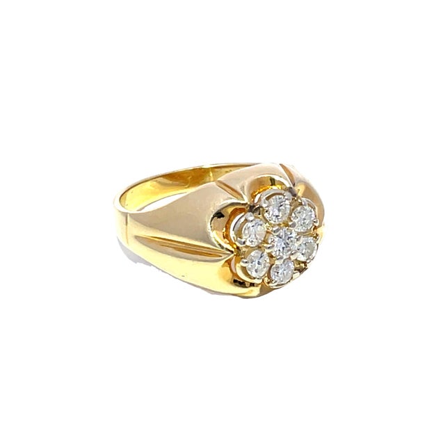 Gold 14k Yellow Gold Diamond Studded Gypsy Band Ring, Size 8.5 For Sale - Image 8 of 10
