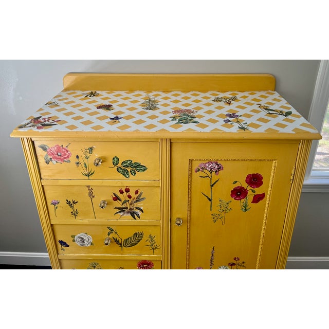 Farmhouse Farmhouse Chic Chiffonier Dresser Hand Painted With Applied Wildflowers For Sale - Image 3 of 7