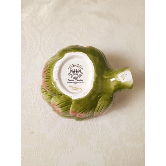 Contemporary Fitz & Floyd Artichoke Sugar Bowl Ceramic Italian Food Art Table Decor Medditerian Tableware Condiment Dish Grandmillenial For Sale - Image 3 of 12