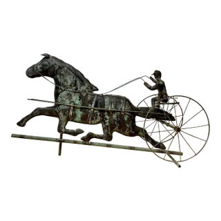 Antique Copper Weathervane Horse and Sulky For Sale