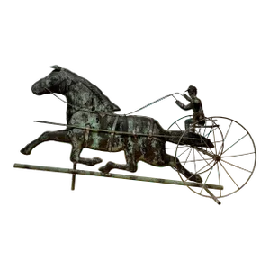 Antique Copper Weathervane Horse and Sulky