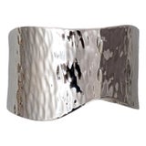 Vintage C1976 Signed Napier Rhodium Plated Wavy Cuff Bracelet For Sale