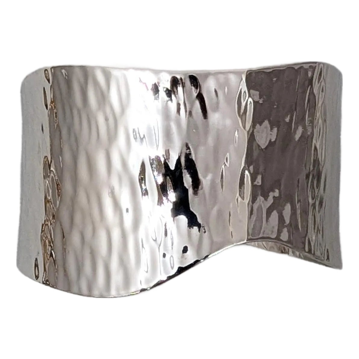 Vintage C1976 Signed Napier Rhodium Plated Wavy Cuff Bracelet