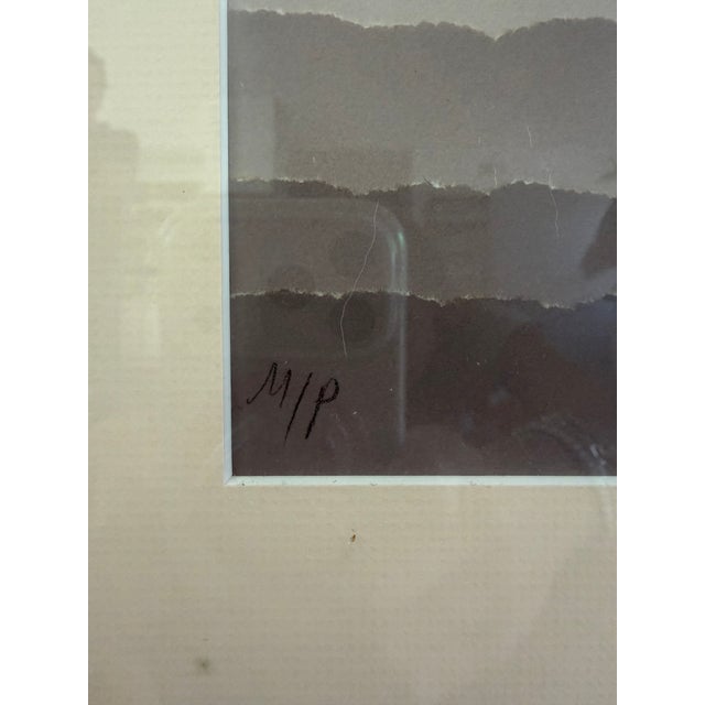 Abstract Vintage Fireya Pourchot Signed Original Mixed-Media Tonal Abstract, M/P, Custom Framed For Sale - Image 3 of 8