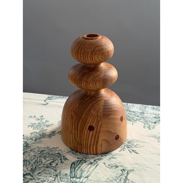 Contemporary Oak Candlestick 4 by Romain Des Bois For Sale - Image 3 of 6