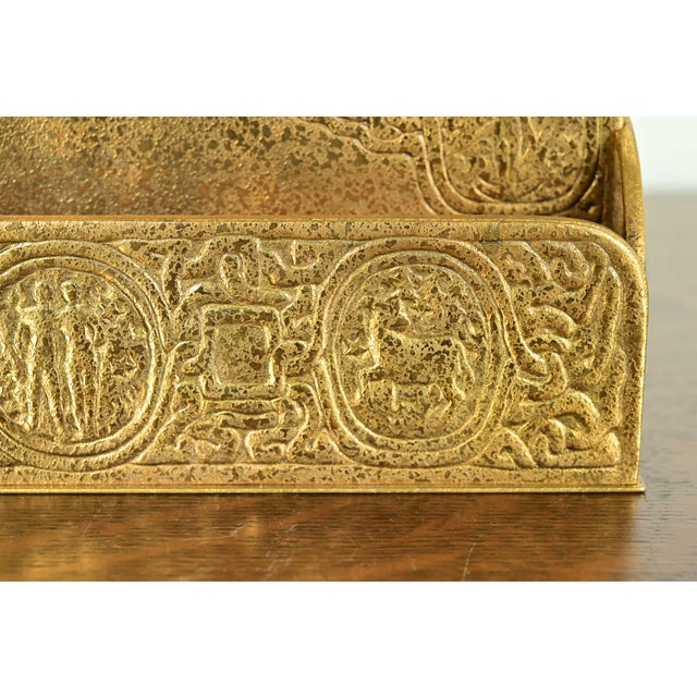 Tiffany Studios New York Zodiac Pattern Bronze Doré Letter Rack For Sale - Image 9 of 15