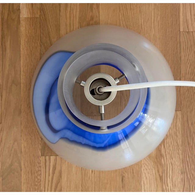 Vintage Blue and White Art Glass Pendant Light For Sale - Image 10 of 12