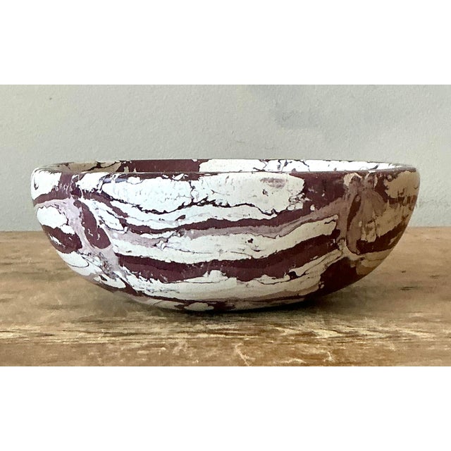 Boho Artisan Pigmented Plaster Scagliola Bowl For Sale - Image 4 of 5