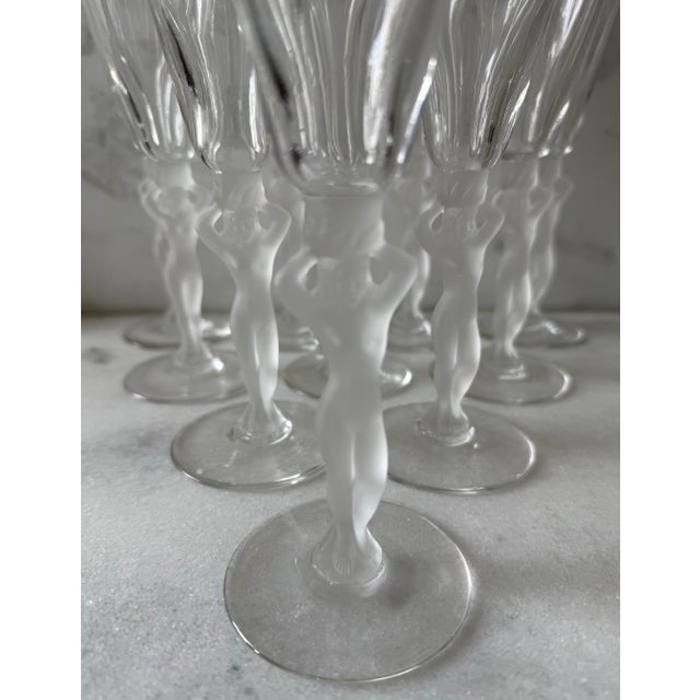 Set of 5 Vintage French Bayel Crystal "Venus" Champagne Flutes For Sale - Image 12 of 12