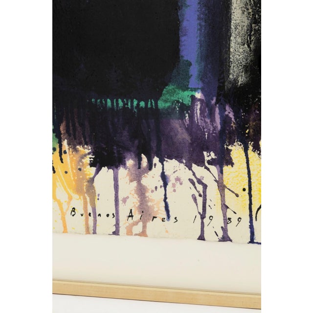 1980s Perez Celis Buenos Aries 1989 Signed Abstract Expressionism Painting on Paper For Sale - Image 5 of 8