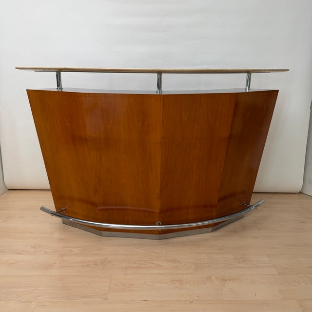 Mid-Century Bar Counter in Teak Wood, Metal and Travertine, Italy, 1970 For Sale - Image 4 of 18