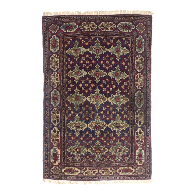 Antique Persian Tehran Rug 4'7" X 7’1" For Sale