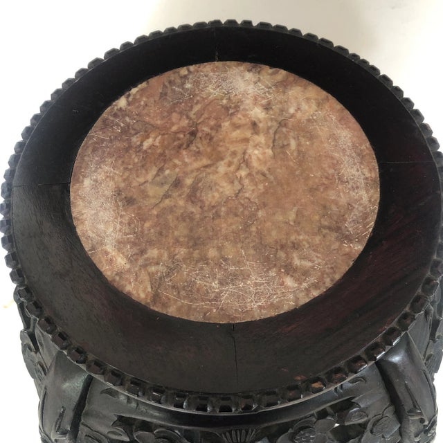 Early 20th Century Chinese Carved Marble Top Plant Stand For Sale - Image 4 of 11