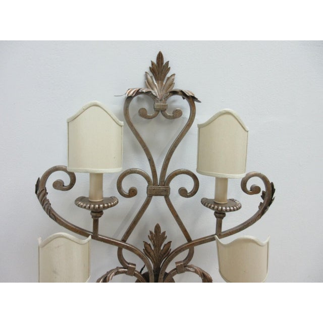 1990s Fine Art Lamps French Regency Wrought Iron Acanthus Leaf Wall Sconce Lamp A For Sale - Image 9 of 11