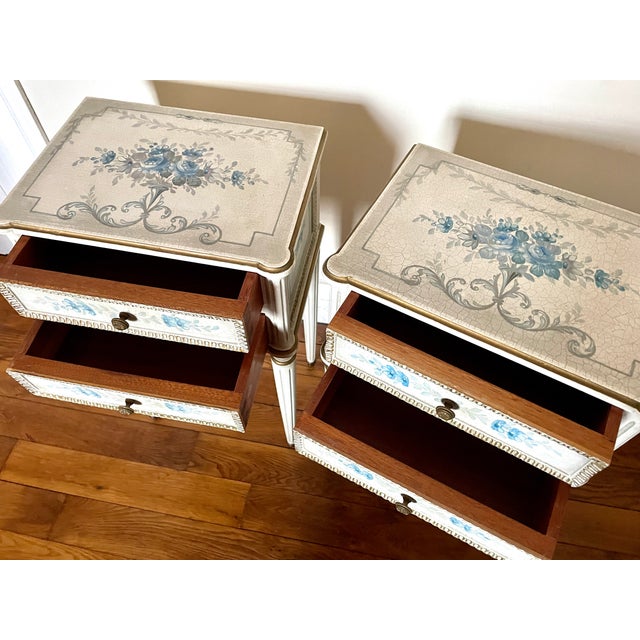 Wood Louis XVI Bedside Tables, 1890s, Set of 2 For Sale - Image 7 of 16