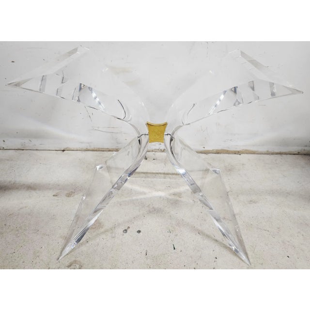 MCM Lucite Dining Center Side Table Base Hollywood Regency by Lion in Frost For Sale - Image 12 of 12