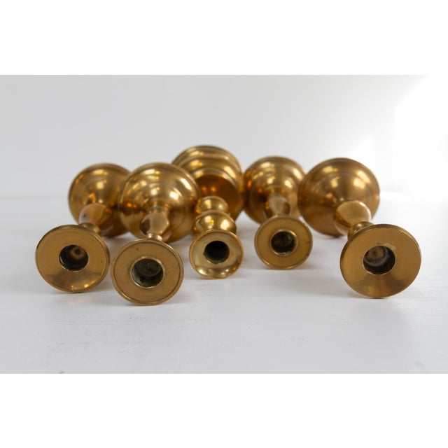 Vintage Danish Brass Candlesticks, 1950s, Set of 5 For Sale - Image 9 of 18