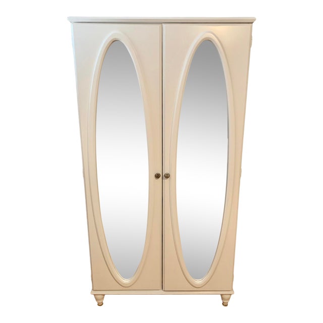 White Mirrored Wardrobe Armoire For Sale