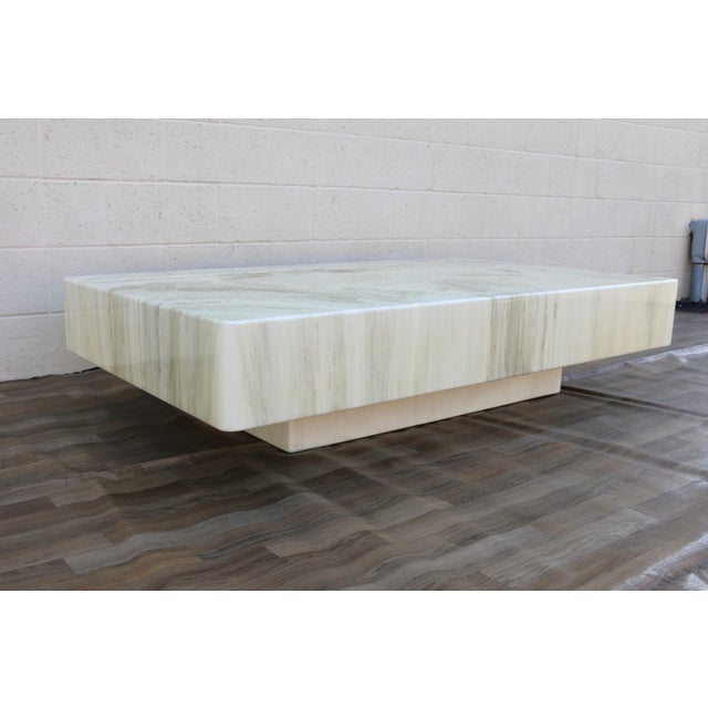 Mid-Century Modern Vintage 1970s Italian Faux Marble Coffee Table | Willy Rizzo Mid-Century Modern For Sale - Image 3 of 18