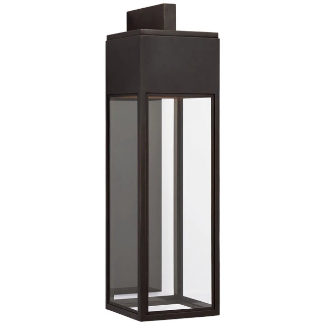 Chapman & Myers for Visual Comfort Signature Irvine Grande Bracketed Wall Lantern in Bronze with Clear Glass For Sale