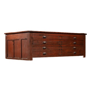 Early 20th Century Massive Antique Flat File in Mahogany Red For Sale