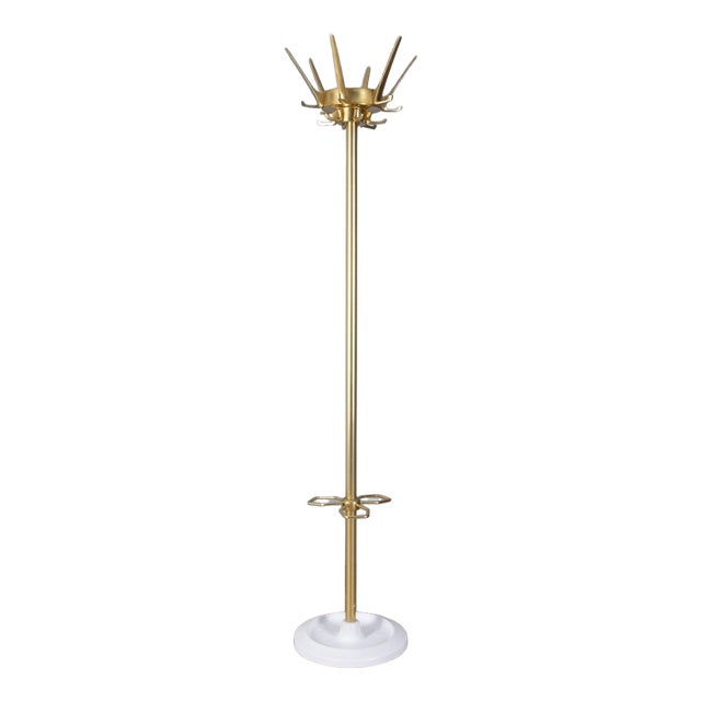 Italian Floor Coat Stand in Gilt Brass, 1960s For Sale