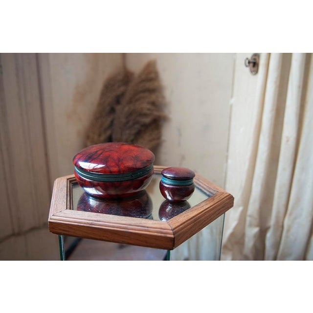 1970s Italian Round Red Alabaster Hinged Trinket Box | Chairish