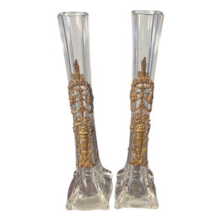 Single Flower Vases attributed to Baccarat, 1890s, Set of 2 For Sale