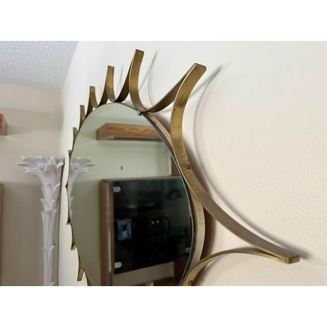 1970s 1970s Brass Sunburst Wall Mirror For Sale - Image 5 of 5