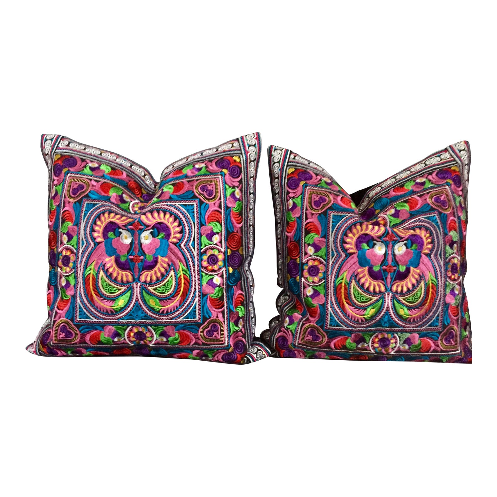 Embroidered Bohemian Pillows A Pair Chairish