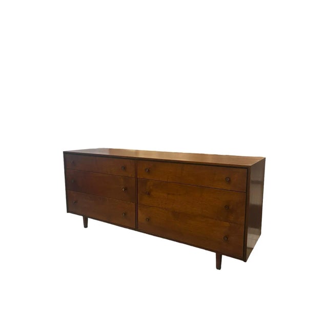 1970s Vintage Mid Century Modern Six Drawer Lowboy Dresser For Sale - Image 4 of 10