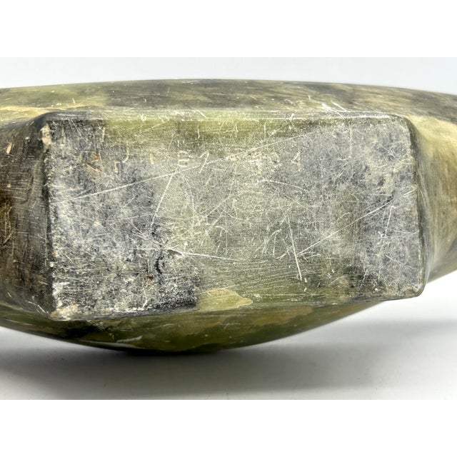 Joosii (Josie) Pisuktie (b.1901) Inuit Serpentine Stone Kudlik | Mid-20th Century, Signed ᔪᓯ E7-404 For Sale - Image 11 of 17