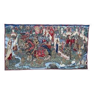 Vintage French Jacquard King Arthur Legend Tapestry by Aubusson, 1990s For Sale