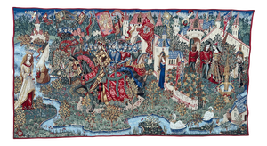 Vintage French Jacquard King Arthur Legend Tapestry by Aubusson, 1990s