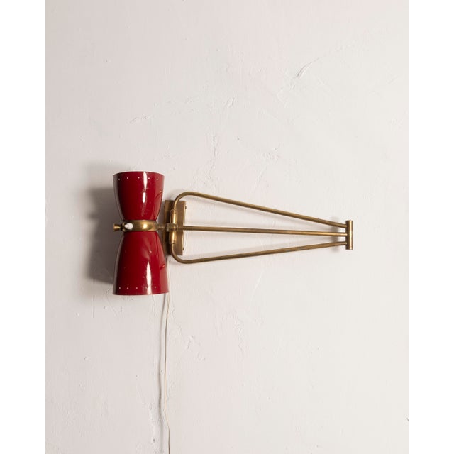 Mid-Century Modern Adjustable Wall Lamp attributed to Robert Mathieu, France, 1950s For Sale - Image 3 of 10